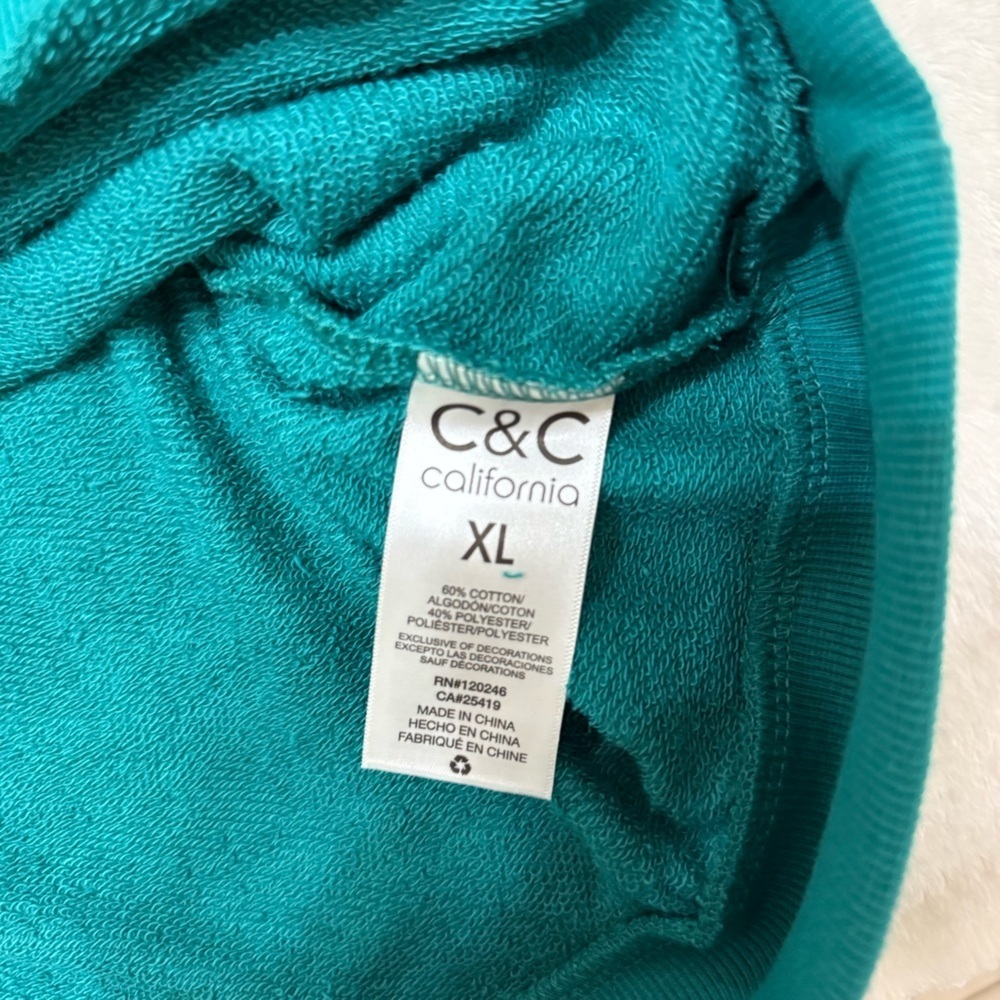 C&C California Teal Sweatshirt Palm Beach Tennis Club XL RN#120246 - Picture 5 of 5